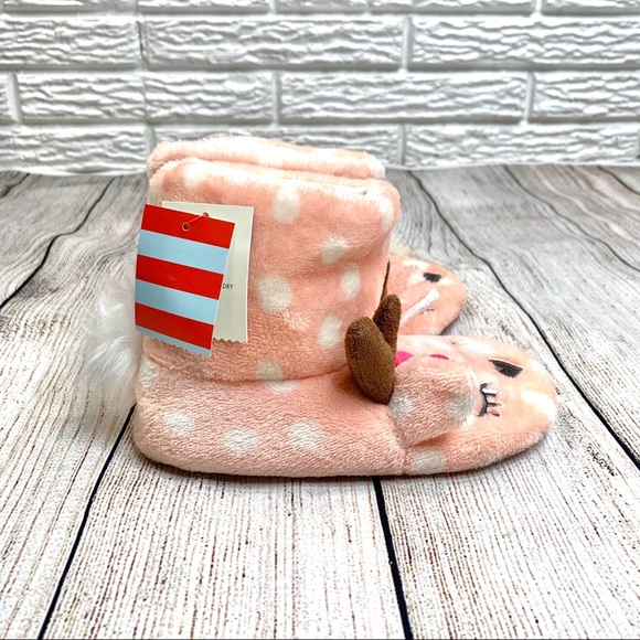 5/$25 Cat & Jack Fuzzy Sleepy Reindeer Slipper Boots - Picture 3 of 6